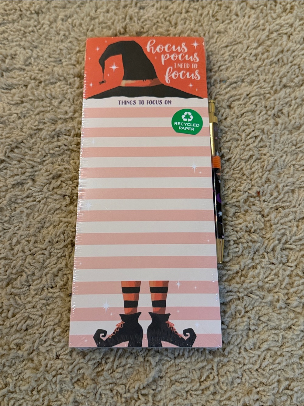 Hocus Pocus Orange Witch Notepad with Pen